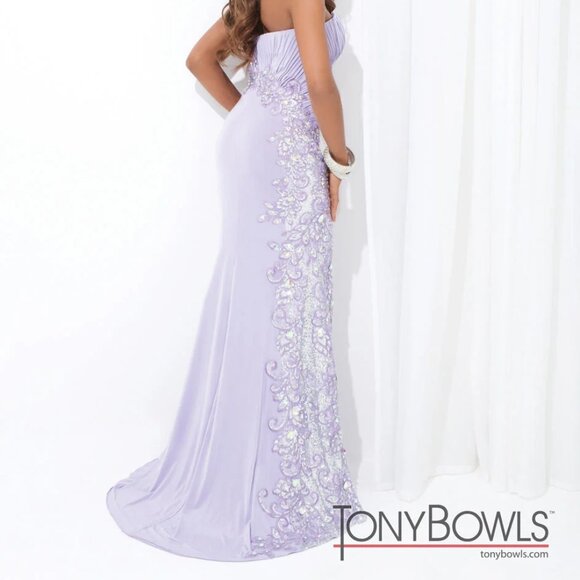 Tony Bowls Evening LILAC 4 LONG GOWN FORMAL PROM PAGEANT DRESS 114504 - Picture 3 of 10